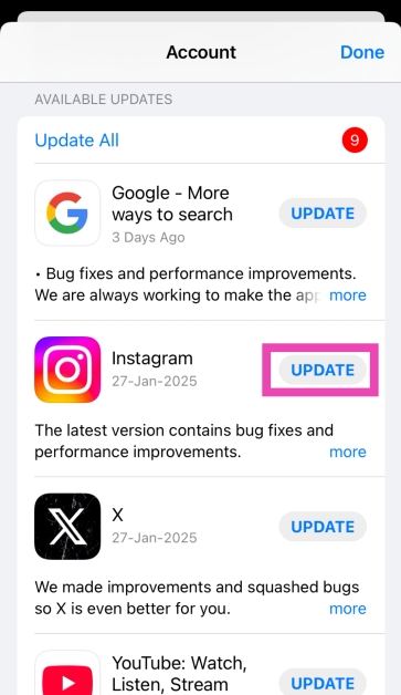 حل مشکل آپدیت برنامه در اپ استور